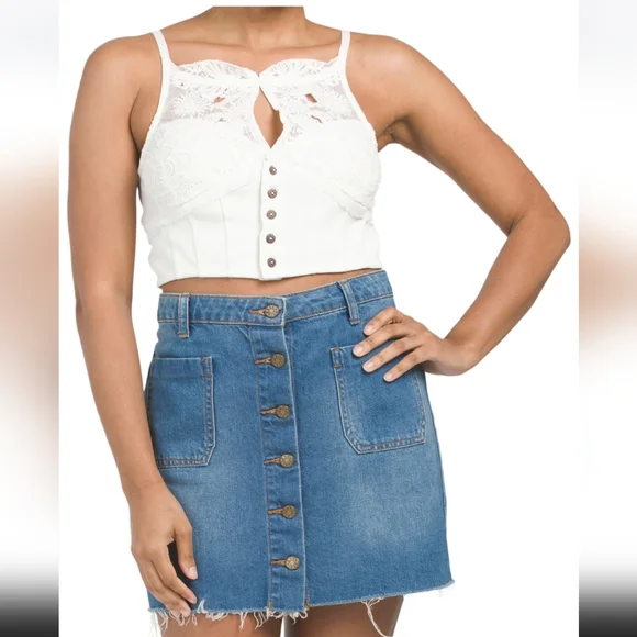 Free people sleeveless lace white tank top - Picture 2 of 4